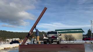 Barndominium Build (Day 2)- Installing the first four columns of the structure.