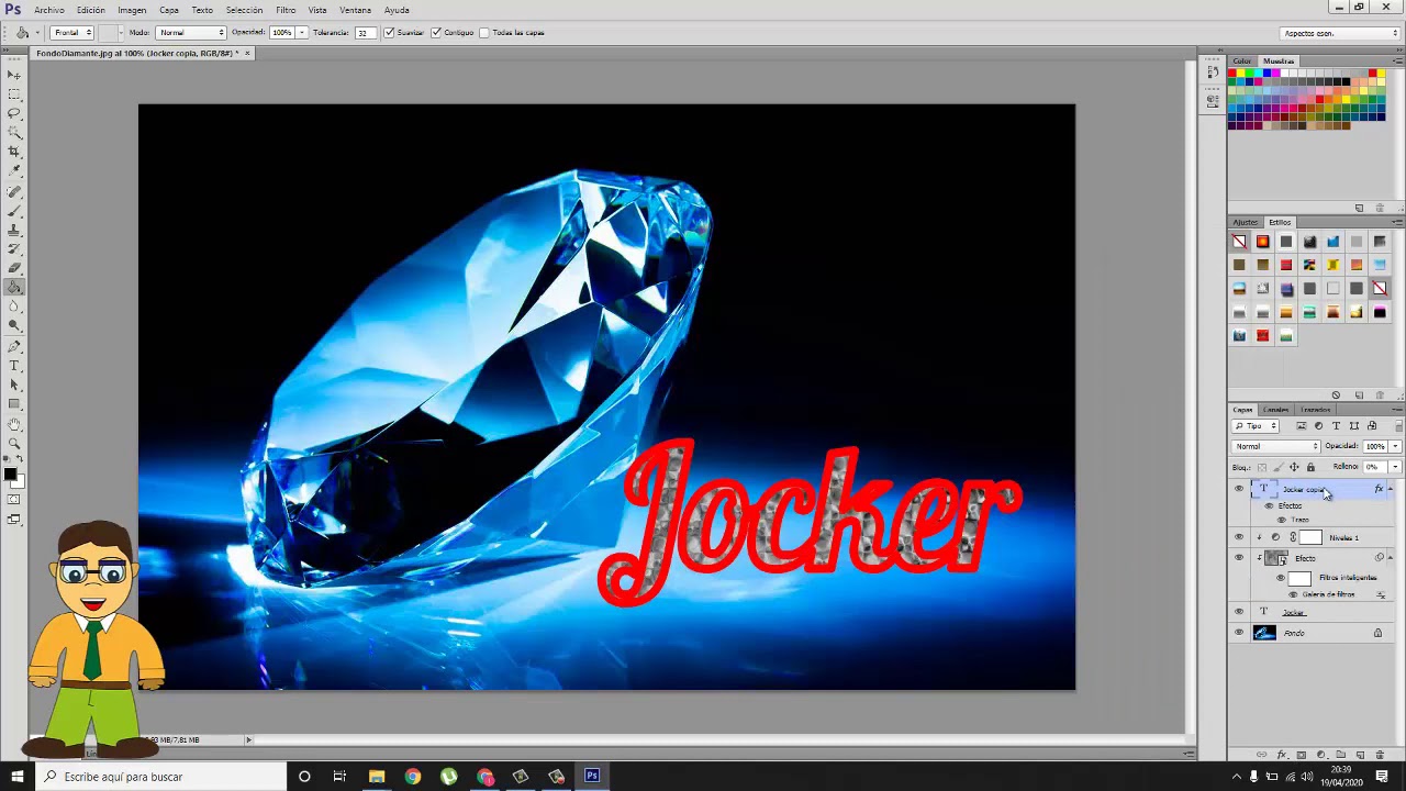 Texto tipo Diamante YouTube