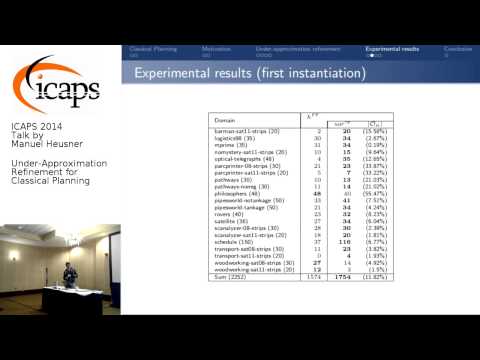 ICAPS 2014: Manuel Heusner on &quot;Under-Approximation Refinement for Classical Planning&quot;