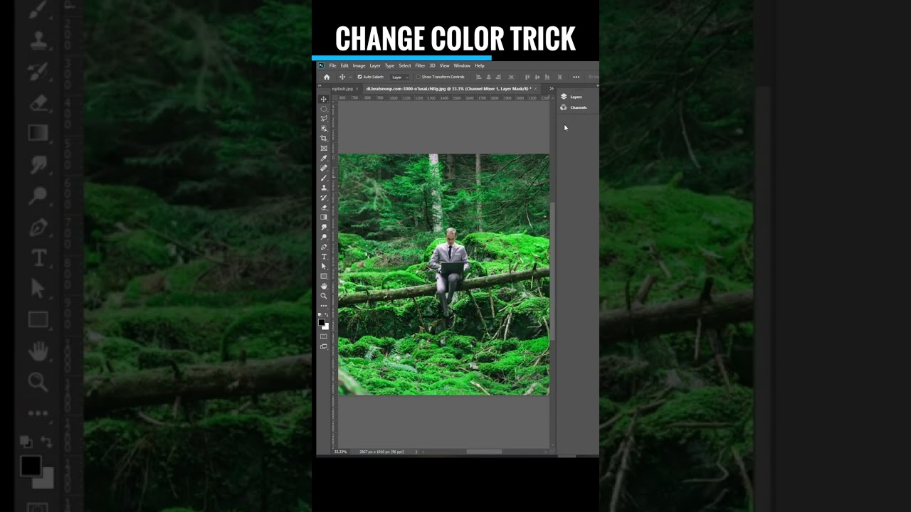 Trick to change yellow color to green color in photoshop