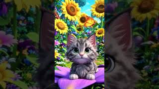 cute kitten enjoy with butterfly #cartoon #kidscontent #forkid #kitten #shortsfeed #ytshorts #viral