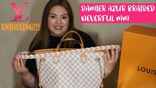 LOUIS VUITTON Damier Azur Braided Neverfull MM Pink 773622