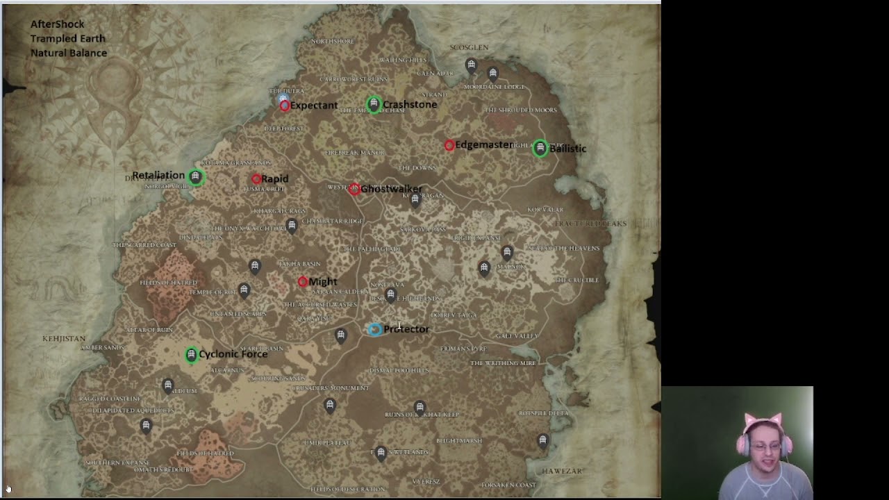 Druid Landslide leveling aspect map, link to build in description