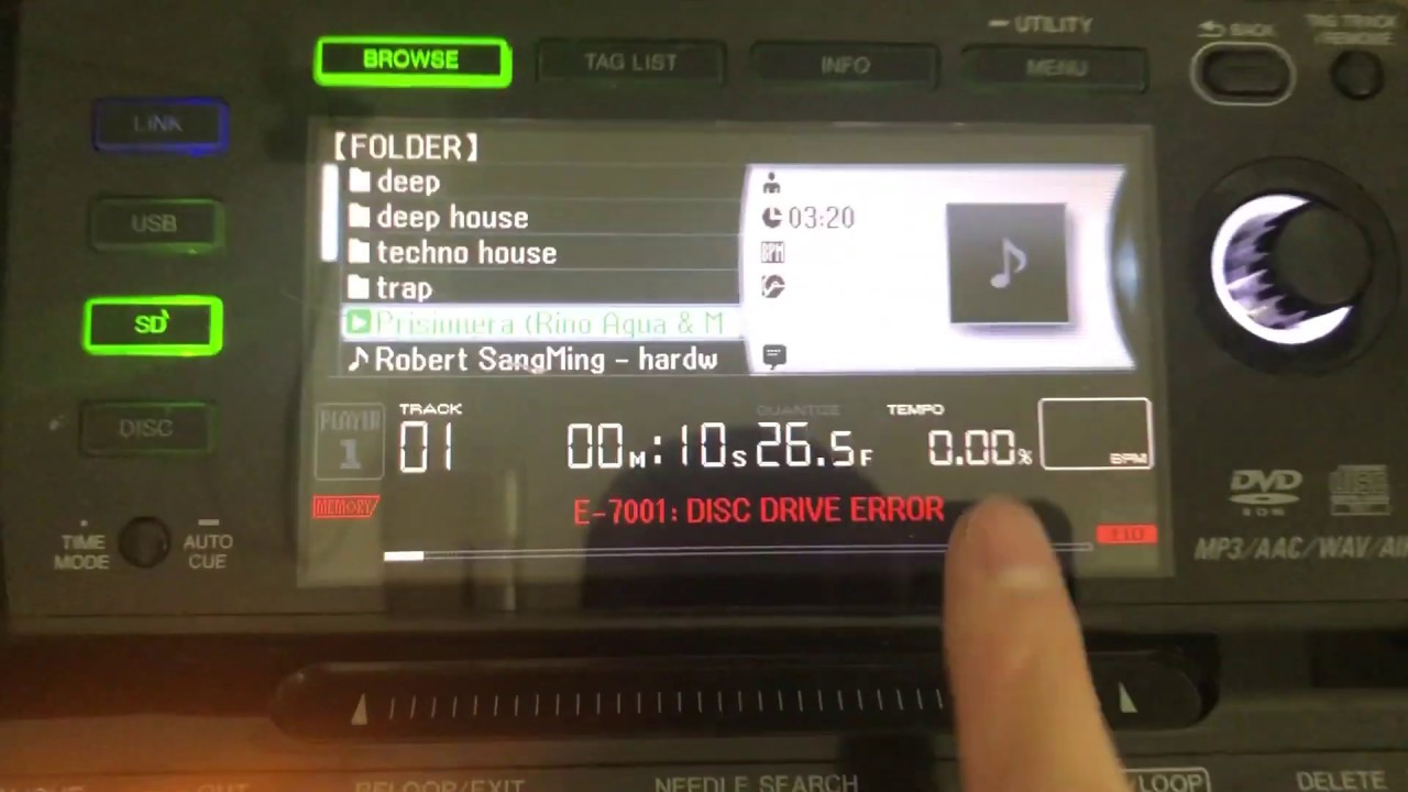 How to solve cdj-2000 error code E-7001 - YouTube