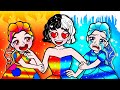 Beauty Paper Dolls - Orphan Frozen Ice & Fire vs Sinister Cruella Stepmom Story