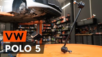 How to change front anti roll bar link / drop link on VW POLO 5 (612) [TUTORIAL AUTODOC]
