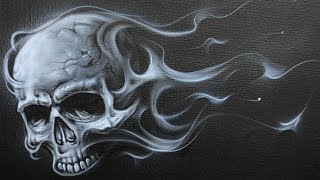 Airbrushing a Skull with Smoke Flames