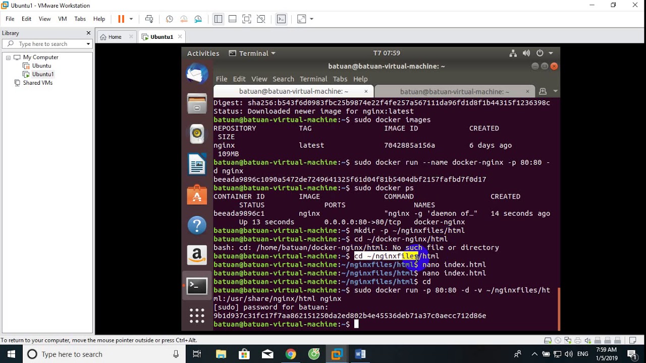 DEMO 01 CHẠY NGINX TRONG DOCKER CONTAINER TRÊN UBUNTU 18.04 - YouTube
