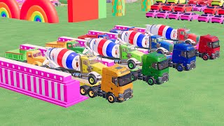TRANSPORTING MIXER TRUCKS   VOLVO, MAN, GAZon, COLORFUL TRUCKS WITH TRAILERS #9
