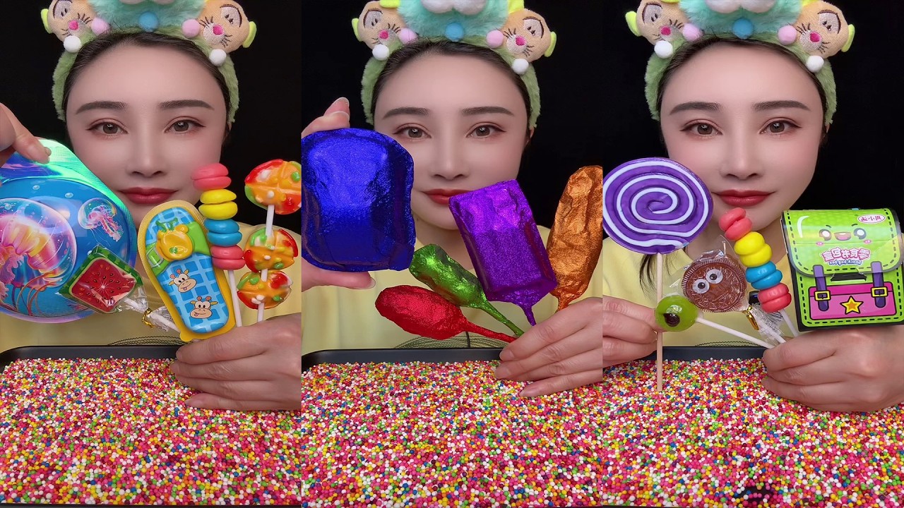 ASMR Candy 🍬 Princess Toys 👑 Funny Glasses 🤓 Fruit Jelly 🍇 Strawberry Treats 🍓 EP528