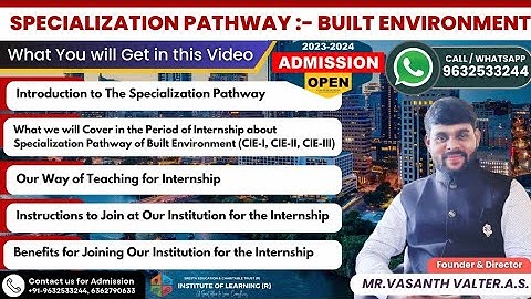 Built Environment | Specialization Pathway | Diploma Civil Engineering | Mr.Vasanth Valter.A.S.