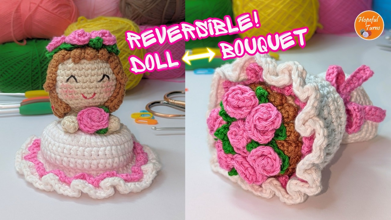 Crochet Reversible Bride Doll Bouquet pattern | Magic Bouquet