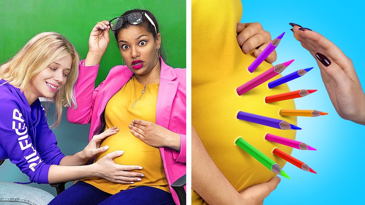 ⁣If My Teacher Was Pregnant / 17 Funny Situations in College!