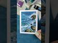 48100 mini nature painting  sea line painting artist art marine stone coast waves blue
