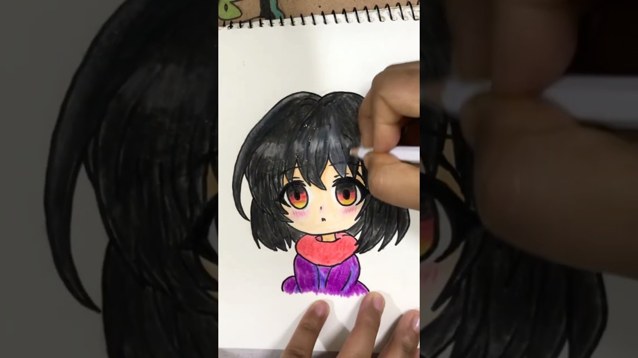Cute chibi girl drawing | anime art with markers 