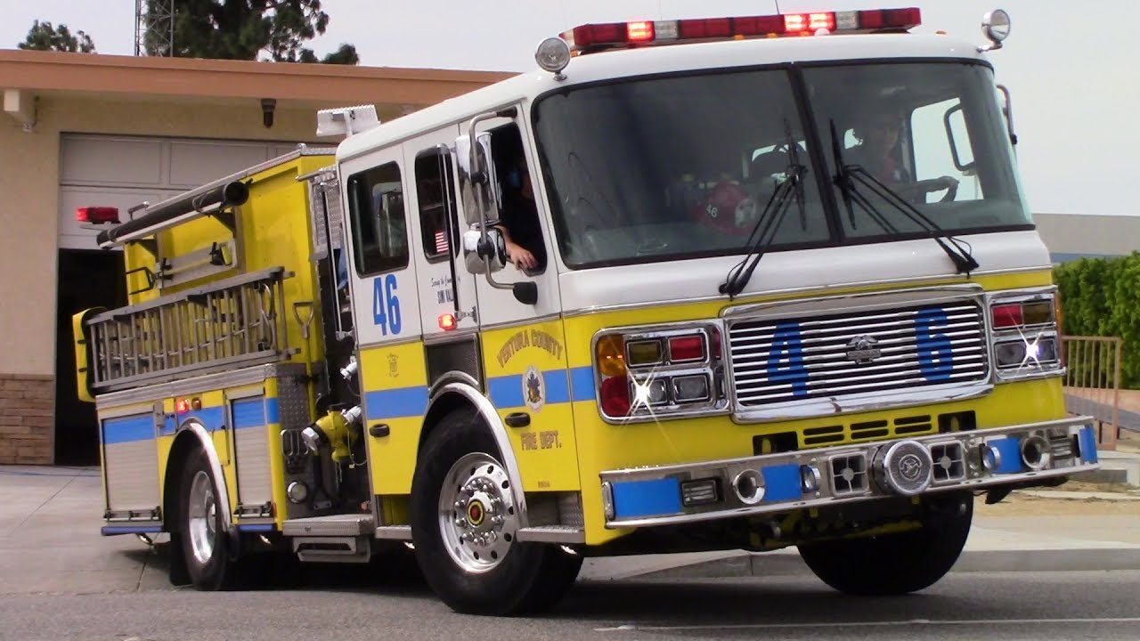 Ventura County Fire Dept. Engine 46 & AMR Medic 431 Responding - YouTube