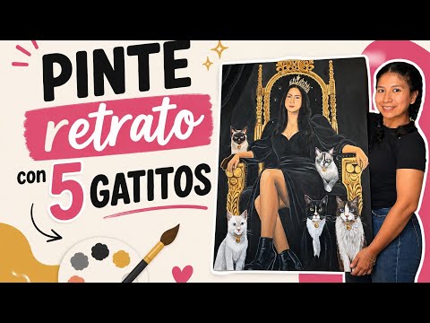 PINTE RETRATO CON 5 GATOS! AQUI EL PROCESO /Laura Verónica 