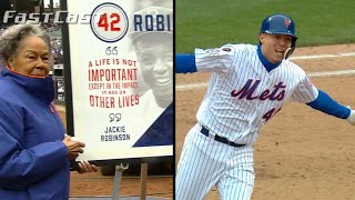 For the 10th straight year, jackie robinson is honored across mlb,
plus wilmer flores hits a walk-off homer mets about major league
baseball: l...