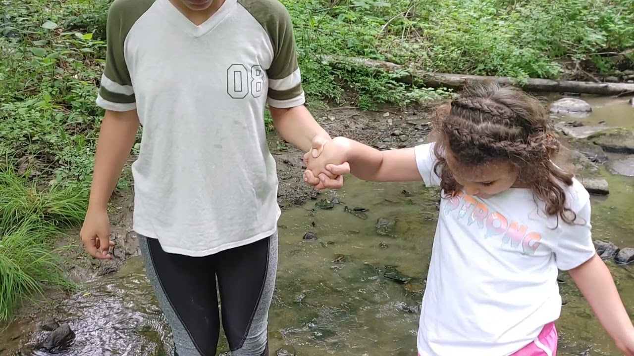 Playing in our creek June 2021