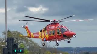 Cornwall Air Ambulance G-CRWL (HLE01) Taking Off From Derriford Hospital Plymouth 25/04/24