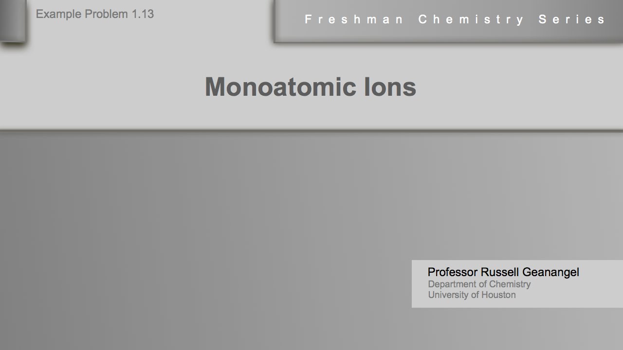 Chemistry Help Workshop Monoatomic Ions Youtube