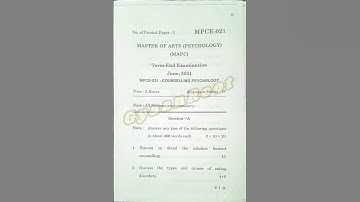 MPCE-021: COUNSELLING PSYCHOLOGY | JUNE 2021 | IGNOU #ignouexam2021 #shorts #tee2021 #june2021