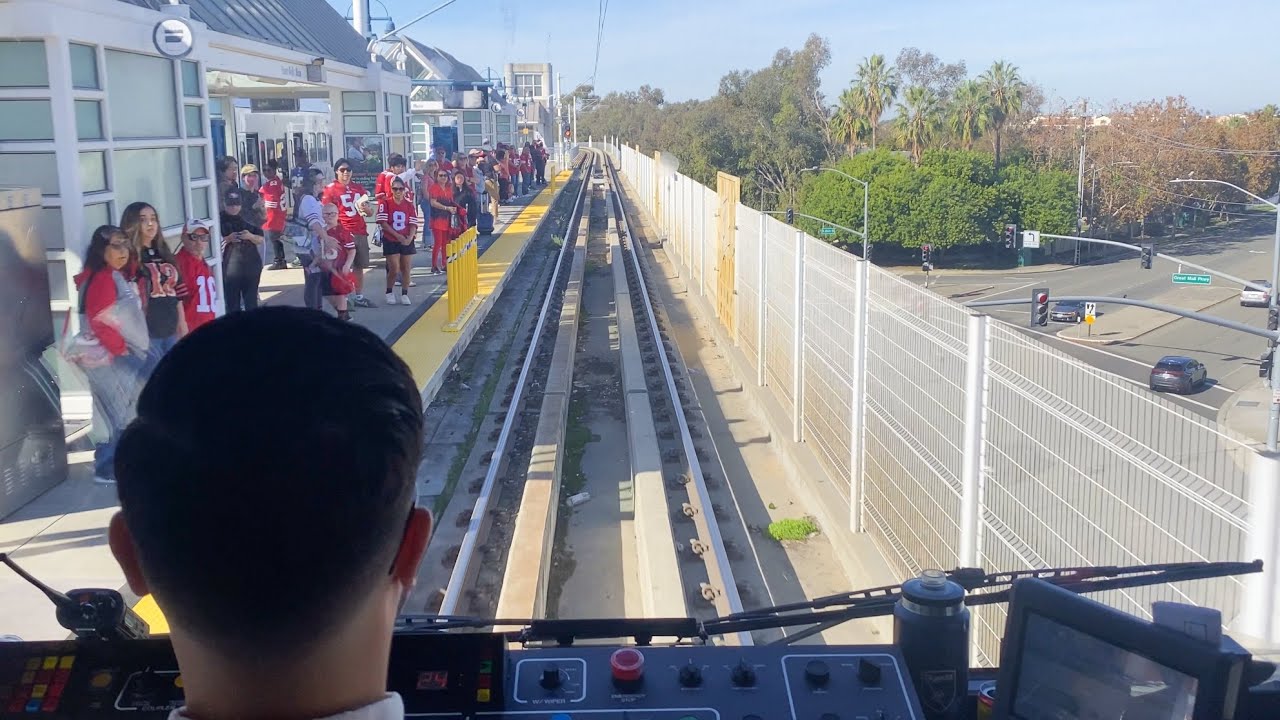 VTA Light Rail 49er's Special Event Train (EB & WB) [CAB VIEW]