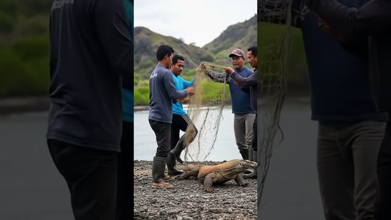 Komodo Dragon Trapped in Net Rescued on Remote Island   Incredible Save 