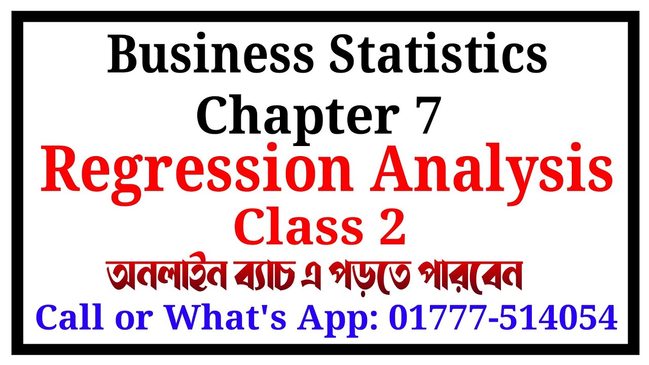 Business Statistics Chapter 7 Regression Analysis - YouTube