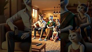 Cats Family Watching Tv