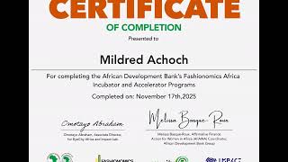 Adventure is just beginning! Certificate of Completion: African Development Bank Fashionomics Africa