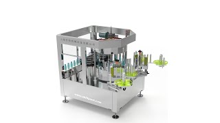 Auto label applicator square bottle high speed rotary way one label multi sides labeling machine