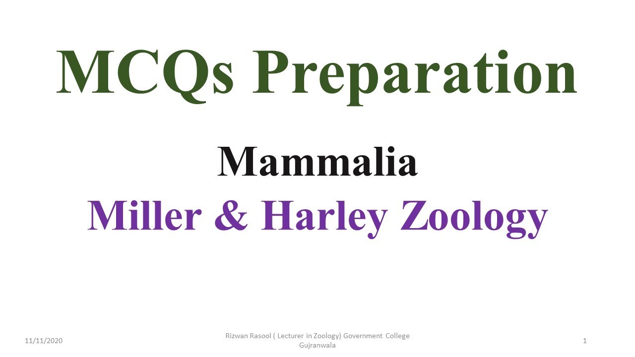 Mammals MCQs, Class Mammalia