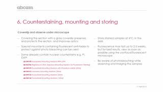 Fluorescent microscopy: Counterstaining, mounting and storing