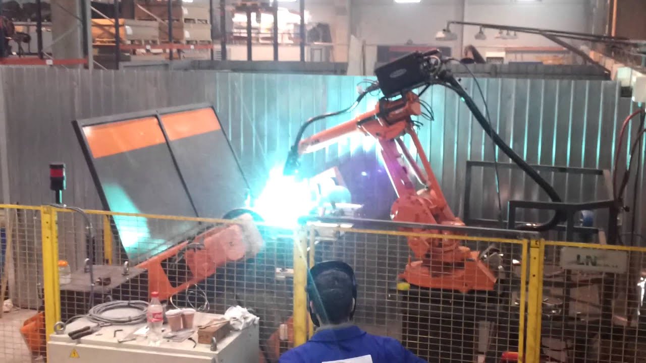 ABB IRB1400 arc welding robot cell YouTube