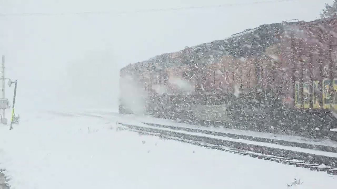 Winter Storm..Nonstop Train Action at Chesterton & The Dunes. Heavy Lake Effect towards the end