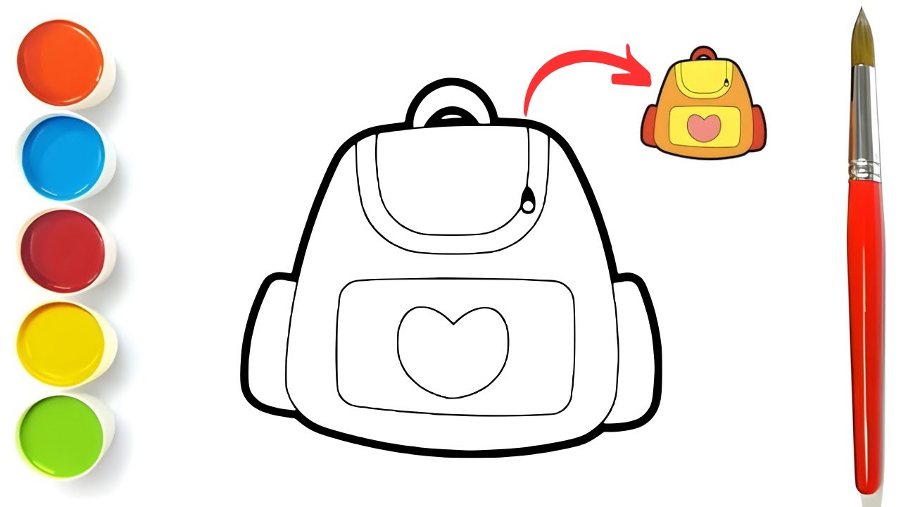 🎒 Easy Backpack Drawing & Coloring for Kids | Fun Art Tutorial with ...