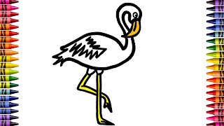 bolalar uchun flamingo chizilgan | How to draw flamingo for kids step by step |Рисуем фламинго легко