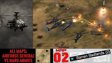 C&C Generals  -  Air Force General  --  Barren Badlands - (Skirmish MAP-2)