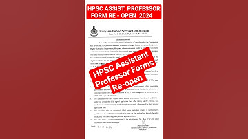 HPSC Assistant Professor Forms Re-open Notice #shorts #hpsc #hpscassistantprofessor #hpscformsreopen