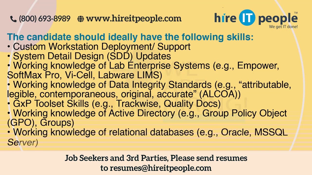 Life Sciences Jobs LIMS Jobs Novato, CA Job ID 35962 YouTube