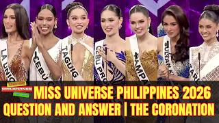 Miss Universe Philippines 2026 Question and Answer | THE CORONATION NIGHT