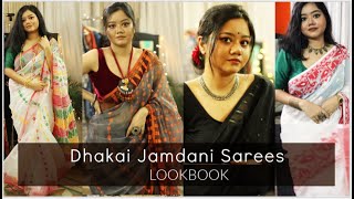 Dhakai Jamdani Sarees Lookbook | Simple Last-Minute Durga Puja Outfit Ideas screenshot 3