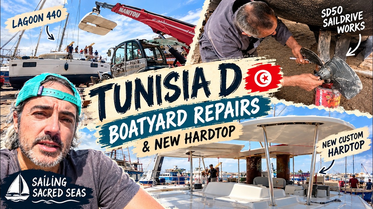 ⁣We upgraded our boat! New custom fibreglass hardtop Lagoon 440