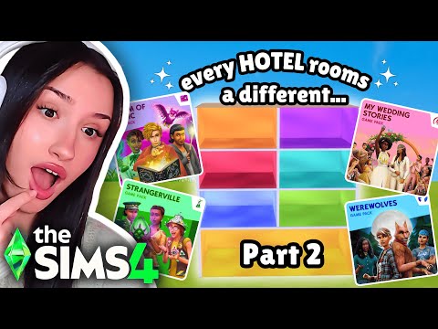 building a Hotel but every rooms a different GAME PACK in The Sims 4 | PART 2 (MEMBERS ONLY VERSION)
