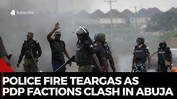 Tension at PDP Secretariat: Teargas Fired as Makinde & Bala Mohammed Arrive Wadata Plaza