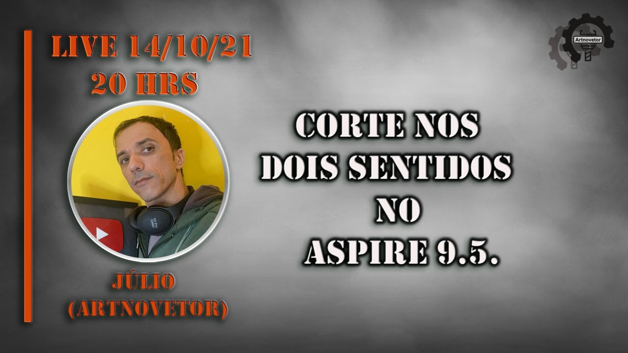Como cortar vetor aberto no aspire 9.5, percurso de corte para os dois lados. Artnovetor