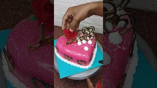 strawberry heart shape mirror glaze cake decorating #youtubeshorts #shorts #strawberrycake