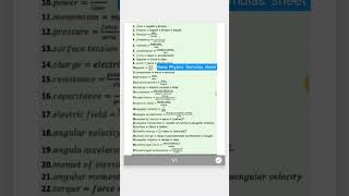 Basic Physics formula sheet #physics !
