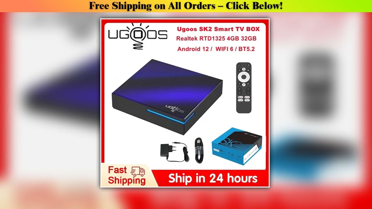 Ugoos SK2 Google TV Box Android 12 Realtek RTD1325 ARM Cortex-A55 4GB 32GB Android 12 Set Top Box